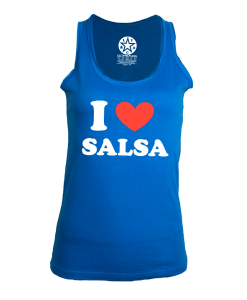 Debardeur femme I love salsa Los Yumas De Cuba bleu atoll