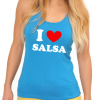 Debardeur femme I love salsa Los Yumas De Cuba bleu atoll mannequin