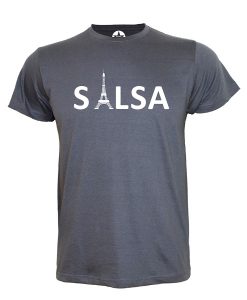 T-shirt salsa tour eiffel-gris-fonce-Los-Yumas-De-Cuba-classique-et-slim-homme-unisexe