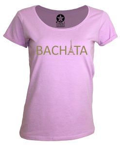 T-shirt-femme-col-rond-parme-bachata-tour-eiffel-dore