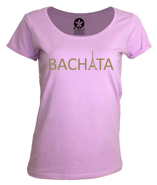 t-shirt col rond femme bachata tour Eiffel-parme-bachata-tour-eiffel-dore