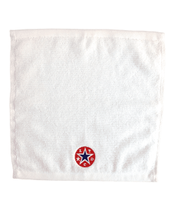 Serviette-blanche-Los-Yumas-De-Cuba-logo-Rouge-Blanc-Bleu