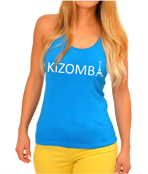 debardeur femme kizomba tour Eiffel T-shirt atoll bleu blanc LYDC
