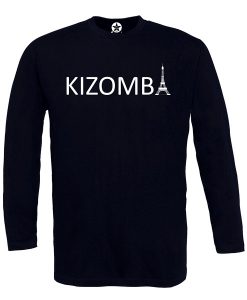 T-shirt manches longues Kizomba tour-eiffel blanc bleu marine