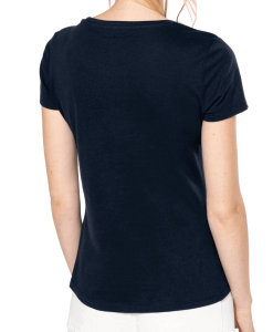 T-shirt femme bio col rond bleu nuit dos