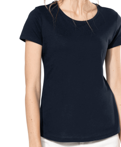 Tee shirt femme bio à col rond - coton organic -bleu marine - Salsa - Bachata - Kizomba