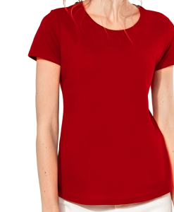 Tee shirt femme col rond coton BIO rouge LYDC