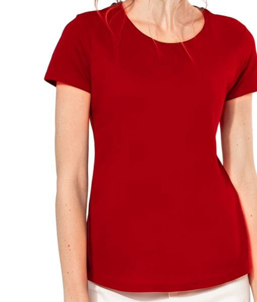 Tee shirt femme col rond coton BIO rouge LYDC