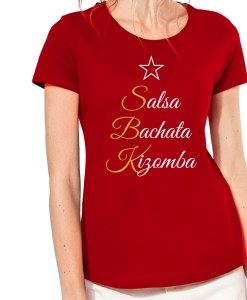 Tee-shirt femme col rond rouge etoile sbk lydc coton bio