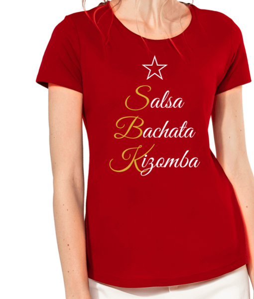 Tee-shirt femme col rond rouge etoile sbk lydc coton bio