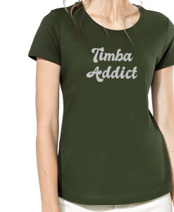 T-shirt femme timba addict Los Yumas De Cuba argent vert kaki coton bio mannequin
