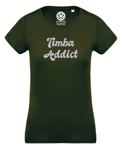 T-shirt femme timba addict Los Yumas De Cuba argent vert kaki coton bio