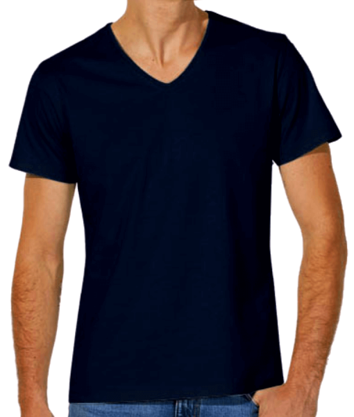 T-shirt homme col V coton bio - bleu nuit navy - mannequin face