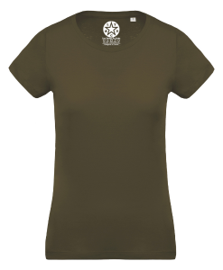T-shirt femme coton BIO col rond vert kaki