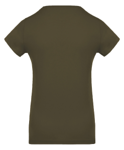 Tee-shirt femme coton BIO col rond vert kaki-Dos