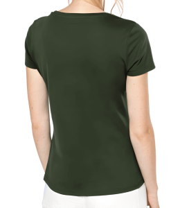 t-shirt femme bio col rond vert kaki mannequin dos