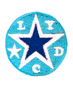 Logo broderie LYDC bleu ciel bleu marine