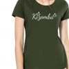 T-shirt kizomba femme fleurs Los Yumas De Cuba mannequin vert kaki coton bio